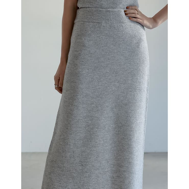 [低身長サイズ有]スパンコールラメミックスニットナロースカート | Re:EDIT | 詳細画像25 