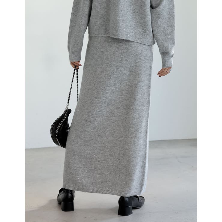 [低身長サイズ有]スパンコールラメミックスニットナロースカート | Re:EDIT | 詳細画像27 