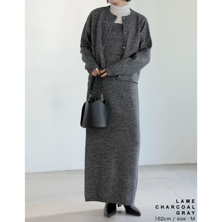 [低身長サイズ有]スパンコールラメミックスニットナロースカート | Re:EDIT | 詳細画像36 