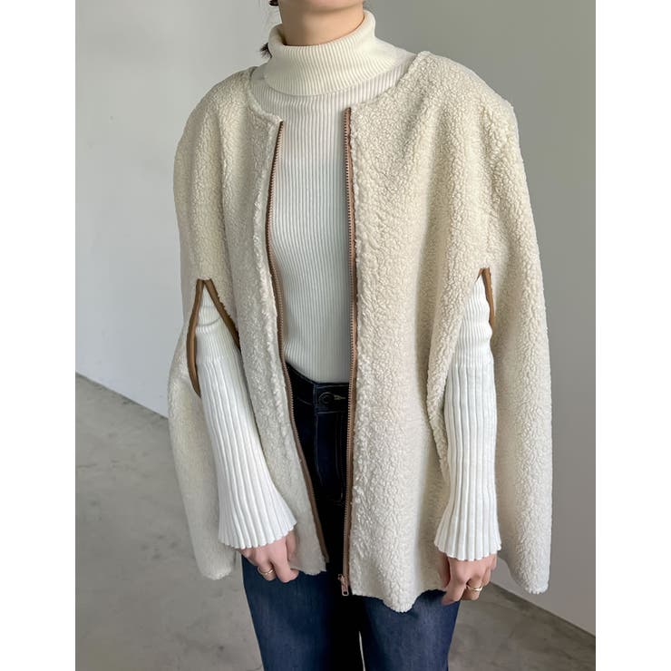 ムートンボアパイピングフレアポンチョ | Re:EDIT | 詳細画像5 