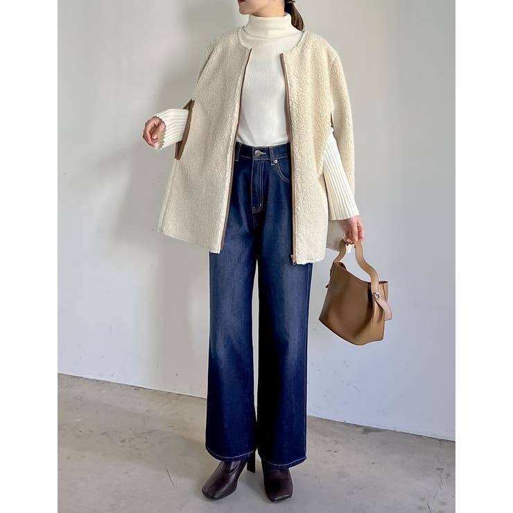 ムートンボアパイピングフレアポンチョ | Re:EDIT | 詳細画像9 