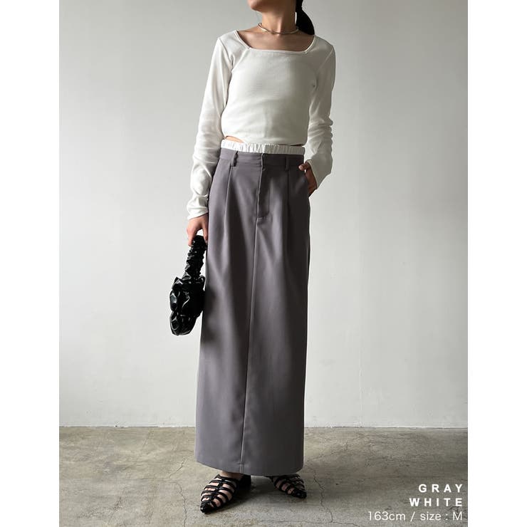 [低身長サイズ有]ソフトツイルダブルウエストナロースカート | Re:EDIT | 詳細画像22 