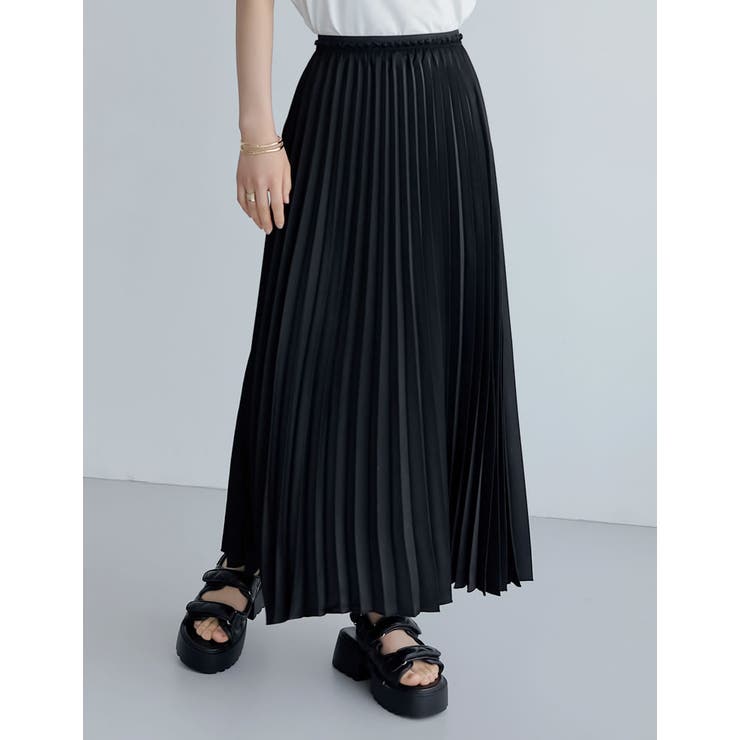 ブラック(001) | [低身長サイズ有]グリッタープリーツスカート | Re:EDIT