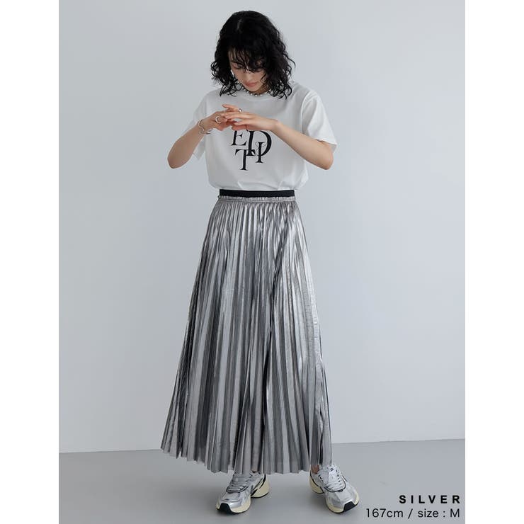 [低身長サイズ有]グリッタープリーツスカート | Re:EDIT | 詳細画像6 