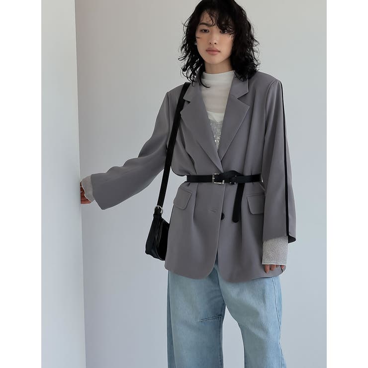 ソフトツイルラインデザインオーバーサイズジャケット | Re:EDIT | 詳細画像13 