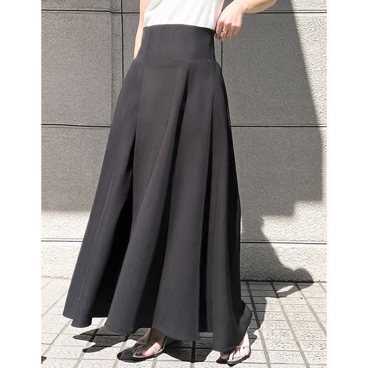 非売品 低身長サイズ有]ソフトツイルコルセット風ハイウエストフレア 90（85～94cm）