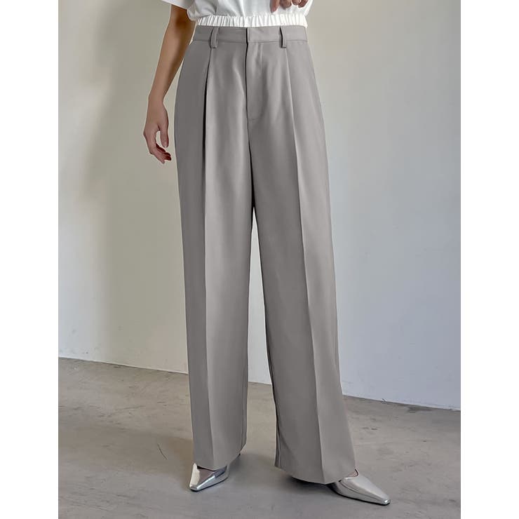 [低身長/高身長サイズ有]ソフトツイルダブルウエストスラックスパンツ | Re:EDIT | 詳細画像4 