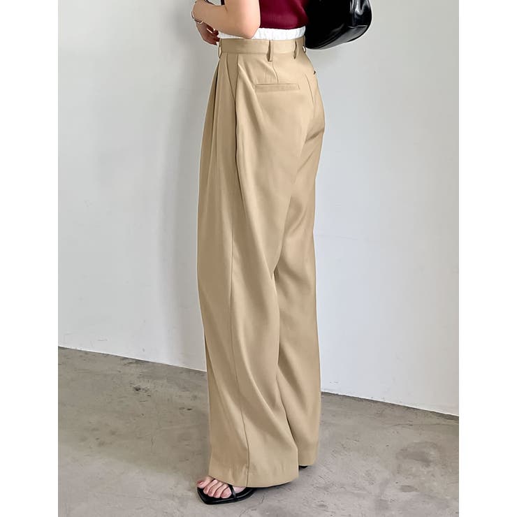 低身長/高身長サイズ有]ソフトツイルダブルウエストスラックス