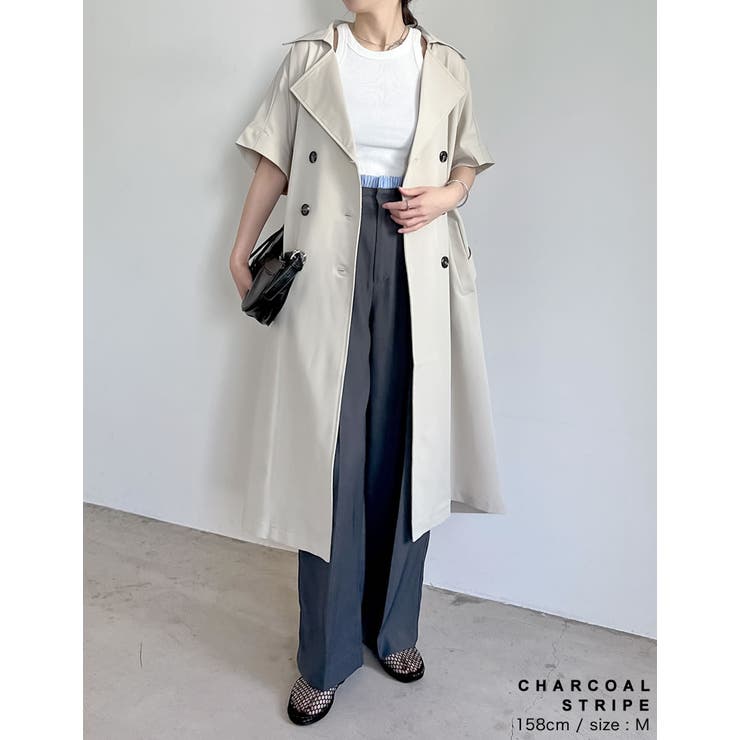 低身長/高身長サイズ有]ソフトツイルダブルウエストスラックスパンツ