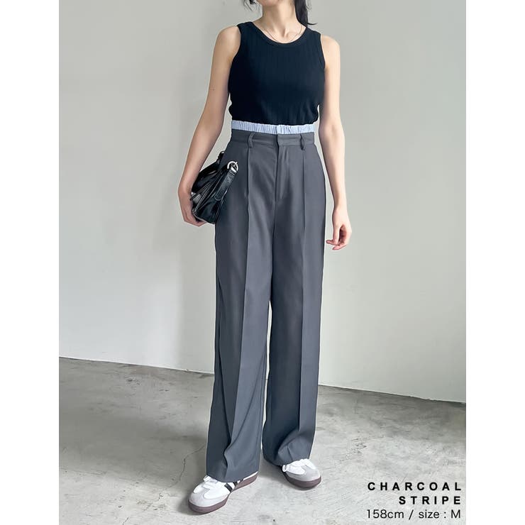 低身長/高身長サイズ有]ソフトツイルダブルウエストスラックス