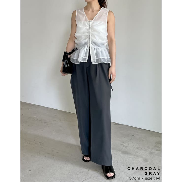 [低身長/高身長サイズ有]ソフトツイルリボンポケットバルーンパンツ | Re:EDIT | 詳細画像13 