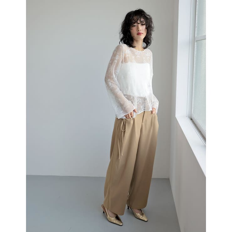 [低身長/高身長サイズ有]ソフトツイルリボンポケットバルーンパンツ | Re:EDIT | 詳細画像10 