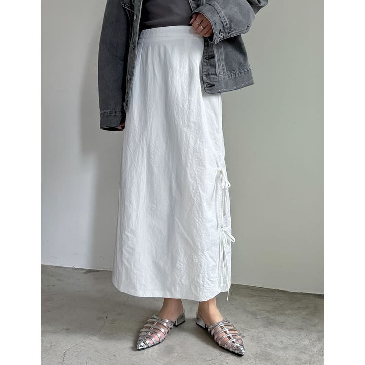 ナイロンシマーメタリックサイドリボンスカート | Re:EDIT | 詳細画像4 