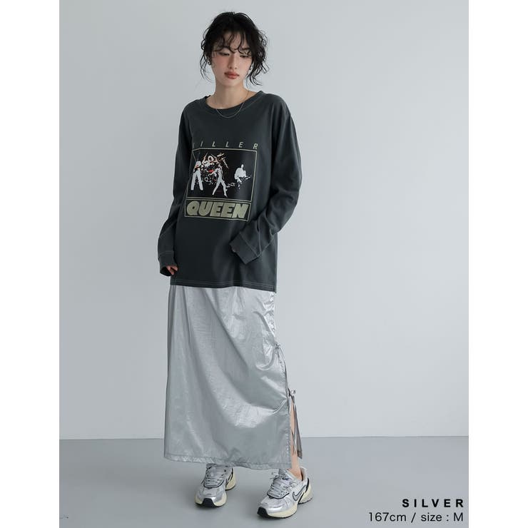 ナイロンシマーメタリックサイドリボンスカート | Re:EDIT | 詳細画像8 