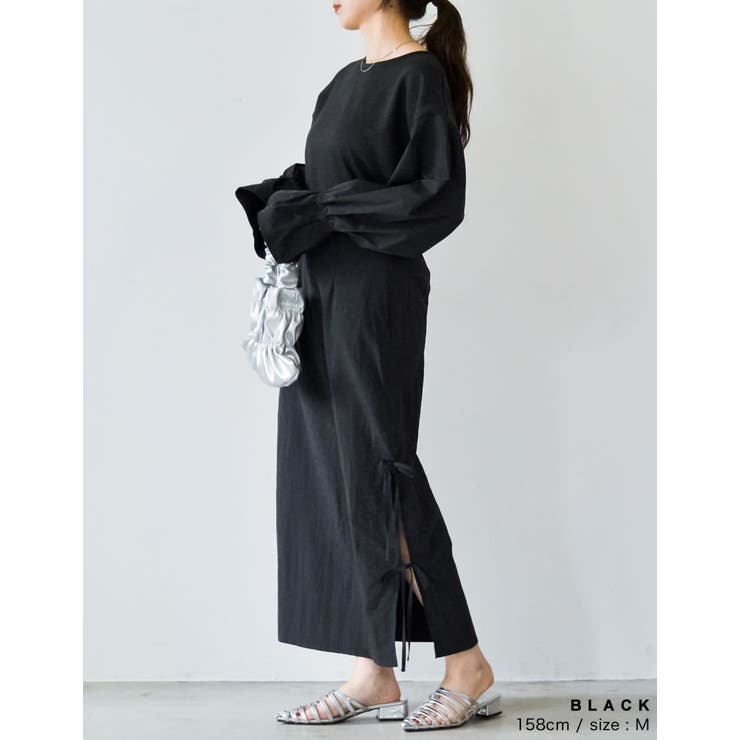 ナイロンシマーメタリックサイドリボンスカート | Re:EDIT | 詳細画像9 