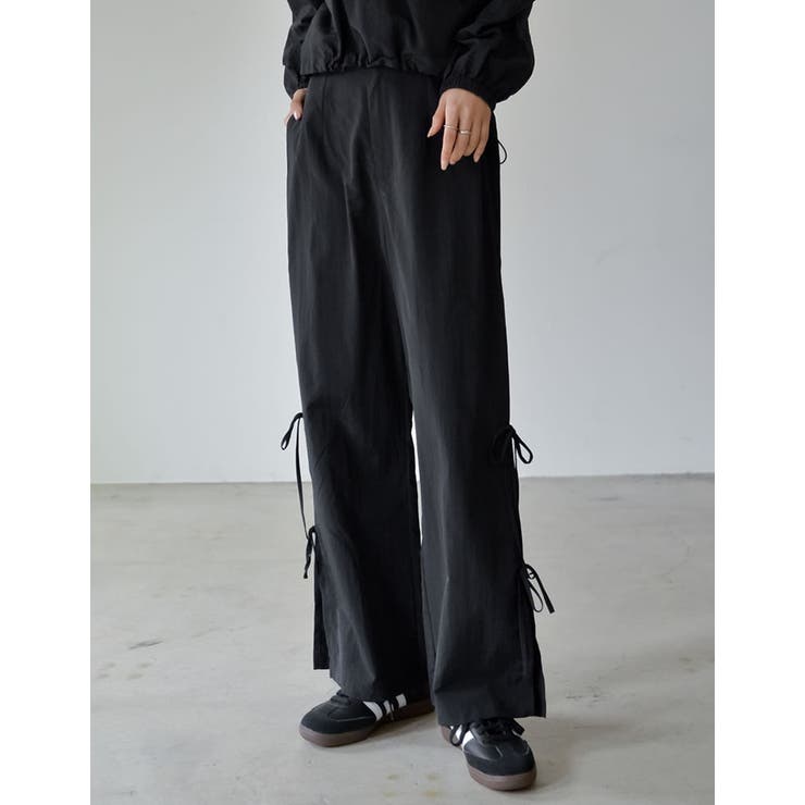 [低身長/高身長サイズ有]ナイロンシマーメタリックサイドリボンパンツ | Re:EDIT | 詳細画像3 