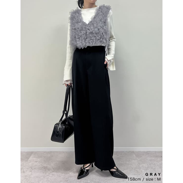 HeRIN.CYE チュールフリルビスチェ グレー HeRIN.CYE | Many frill bustier (キャミソール ) |SHEL'TTER