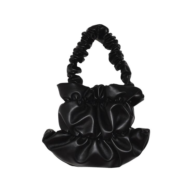 ブラック(001) | フェイクレザーギャザーハンドバッグ | Re:EDIT