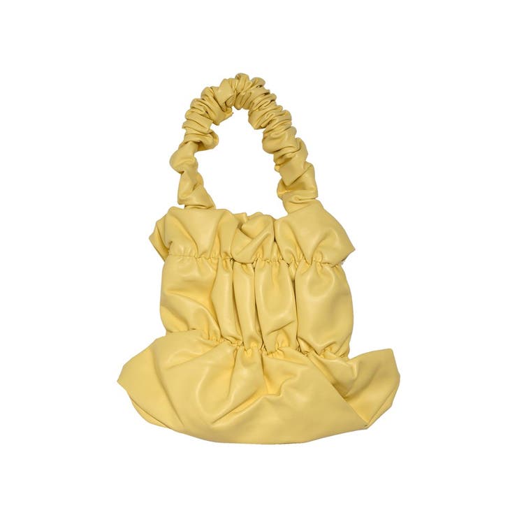 イエロー(016) | フェイクレザーギャザーハンドバッグ | Re:EDIT