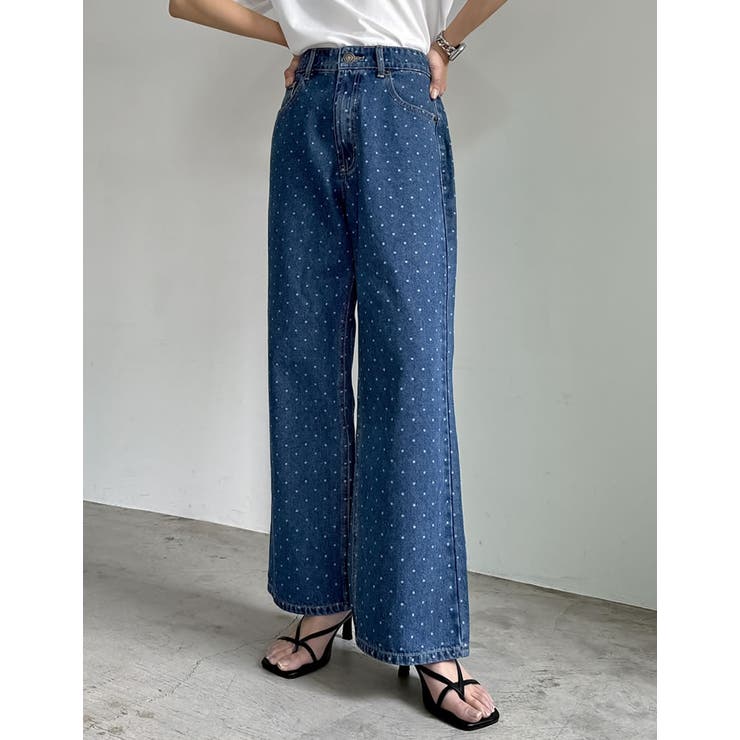 [低身長/高身長サイズ有]ワイドストレートドットデニムパンツ | Re:EDIT | 詳細画像24 