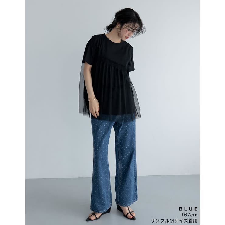 [低身長/高身長サイズ有]ワイドストレートドットデニムパンツ | Re:EDIT | 詳細画像28 