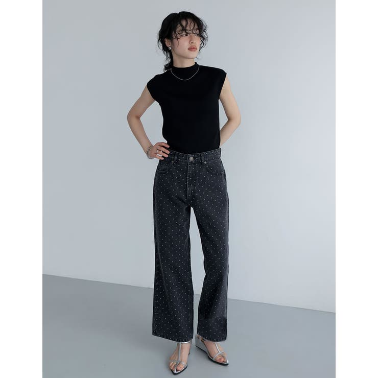 [低身長/高身長サイズ有]ワイドストレートドットデニムパンツ | Re:EDIT | 詳細画像30 