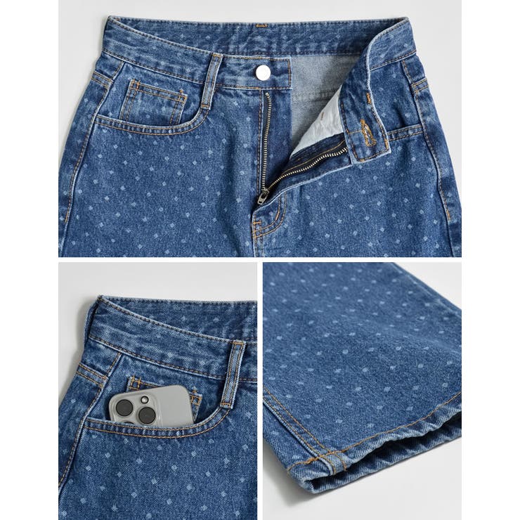 [低身長/高身長サイズ有]ワイドストレートドットデニムパンツ | Re:EDIT | 詳細画像36 