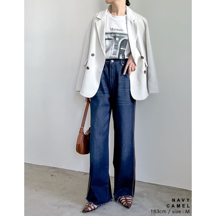 レディース ストレートパンツ サイド ライン ジーンズ c1031 ジーンズ デニム デニムパンツ サイドライン ストレッチ
