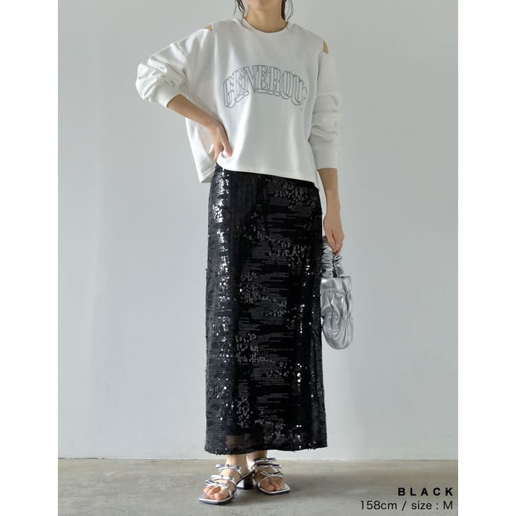 [低身長サイズ有]スパンコールナロースカート | Re:EDIT | 詳細画像14 