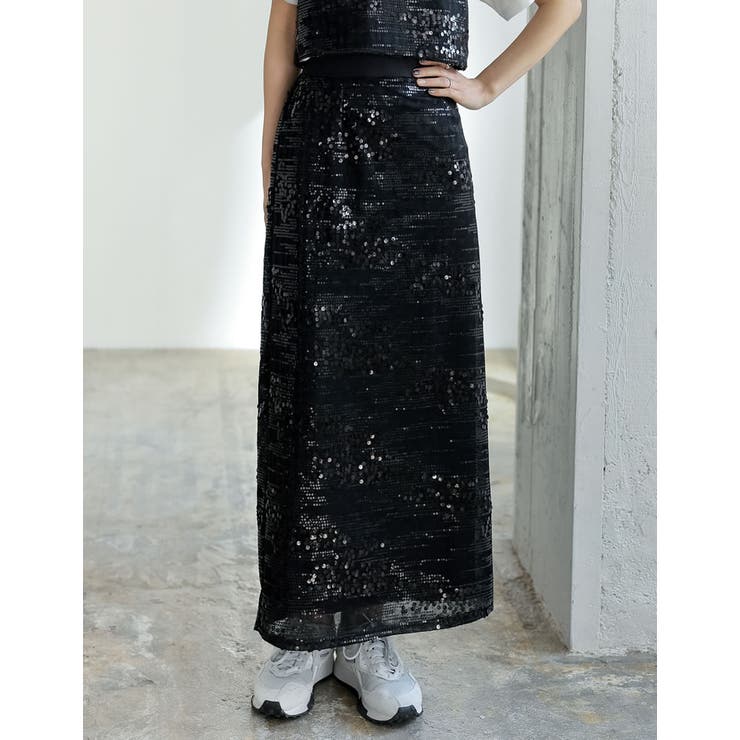 [低身長サイズ有]スパンコールナロースカート | Re:EDIT | 詳細画像24 