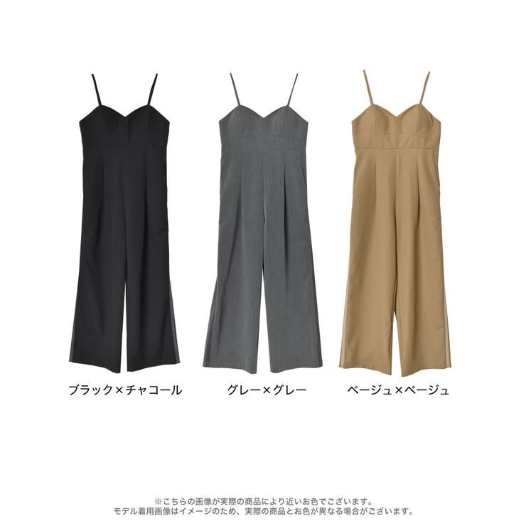 [低身長/高身長サイズ有]ライトツイルサイドラインキャミオールインワン | Re:EDIT | 詳細画像18 