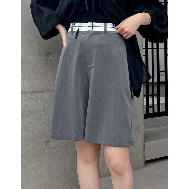 グレー(005) | ライトツイルマーベルトウエストデザインショートパンツ | Re:EDIT