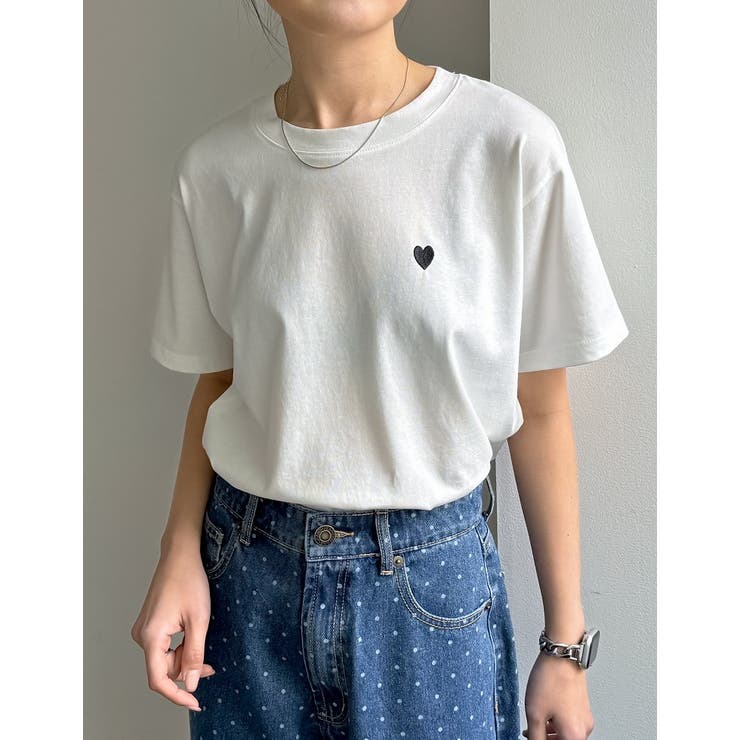 ストライプ Tシャツ 赤いハート刺繍 ハートロゴTシャツ FX22S196【Fano Studios】-ファッション通販サイト