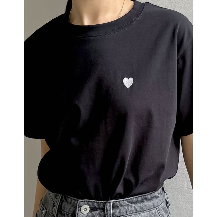 ハートワンポイント刺繍Tシャツ[品番：GS000022125]｜Re:EDIT