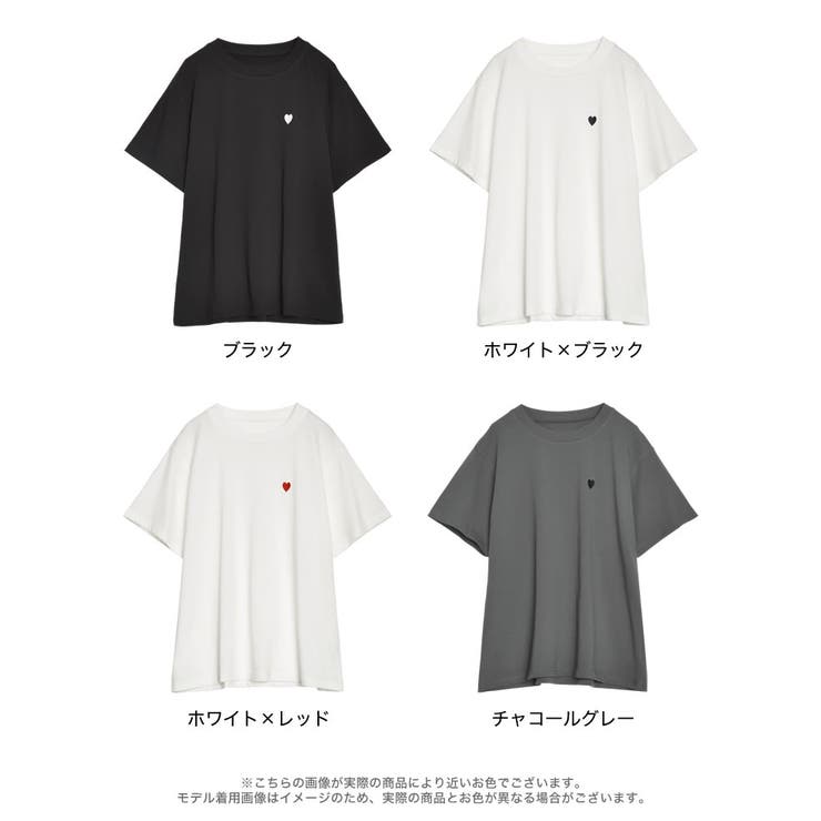 【SALE】【Rinascimento】ハートワンポイントTシャツ▼☆ITRIN124701 ハートワンポイント刺繍Tシャツ[品番：GS000022125]｜Re:EDIT