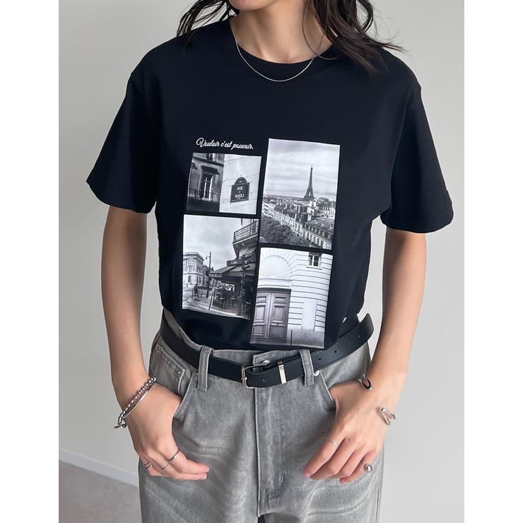 UVカット][接触冷感][紫外線対策]シーンナリーフォトプリントTシャツ