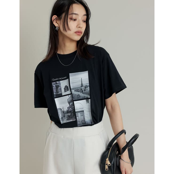 UVカット][接触冷感][紫外線対策]シーンナリーフォトプリントT