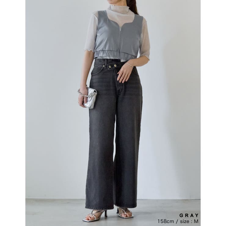 サテンハートネックフロントジップビスチェ | Re:EDIT | 詳細画像14 