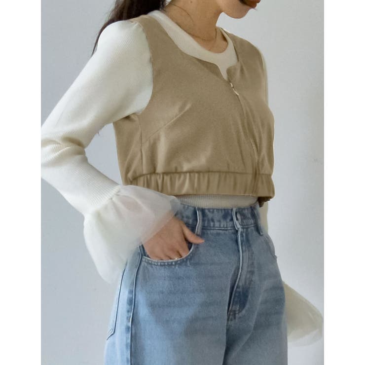 サテンハートネックフロントジップビスチェ | Re:EDIT | 詳細画像17 