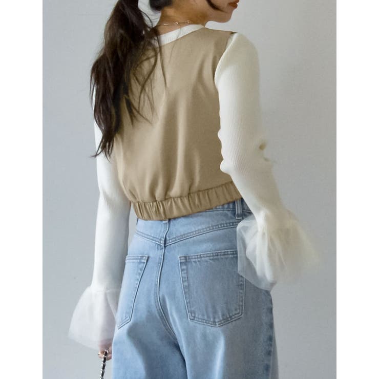 サテンハートネックフロントジップビスチェ | Re:EDIT | 詳細画像21 