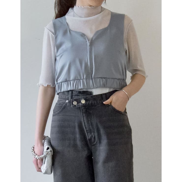 サテンハートネックフロントジップビスチェ | Re:EDIT | 詳細画像23 