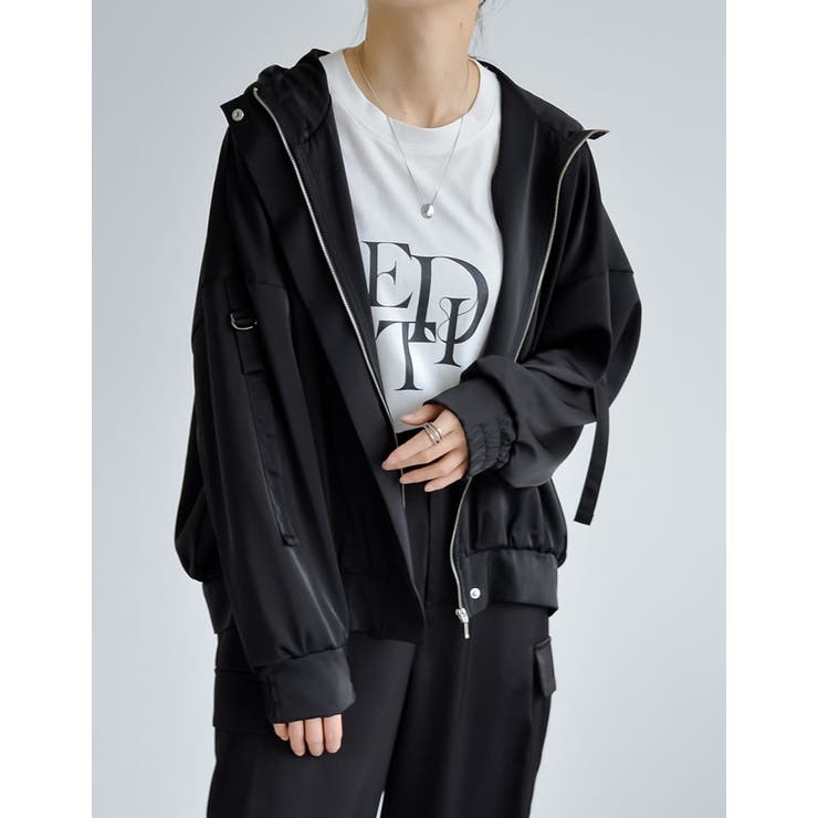 サテンフーディージップブルゾン | Re:EDIT | 詳細画像33 