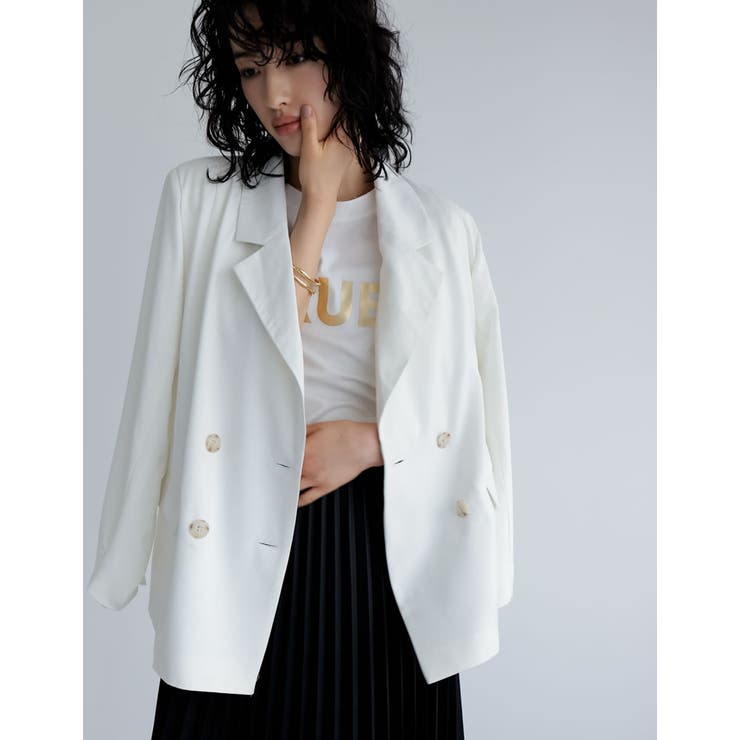 サテンダブルテーラードジャケット | Re:EDIT | 詳細画像3 