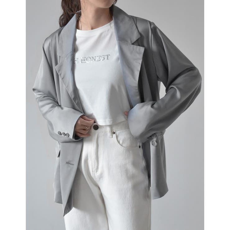 サテンダブルテーラードジャケット | Re:EDIT | 詳細画像4 