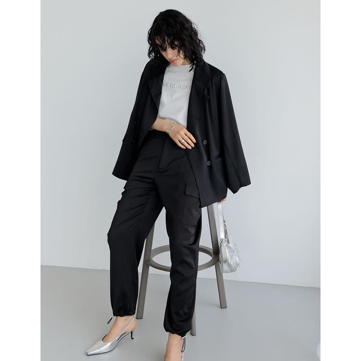 サテンダブルテーラードジャケット | Re:EDIT | 詳細画像8 