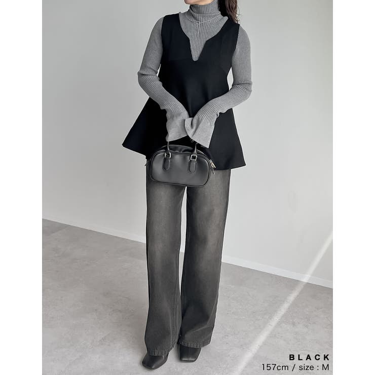 レーヨン混ミラノリブペプラムニットベスト | Re:EDIT | 詳細画像12