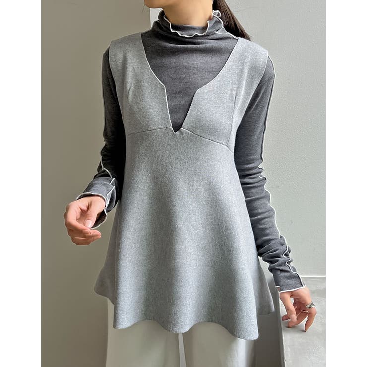 レーヨン混ミラノリブペプラムニットベスト | Re:EDIT | 詳細画像8