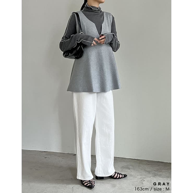 レーヨン混ミラノリブペプラムニットベスト | Re:EDIT | 詳細画像9