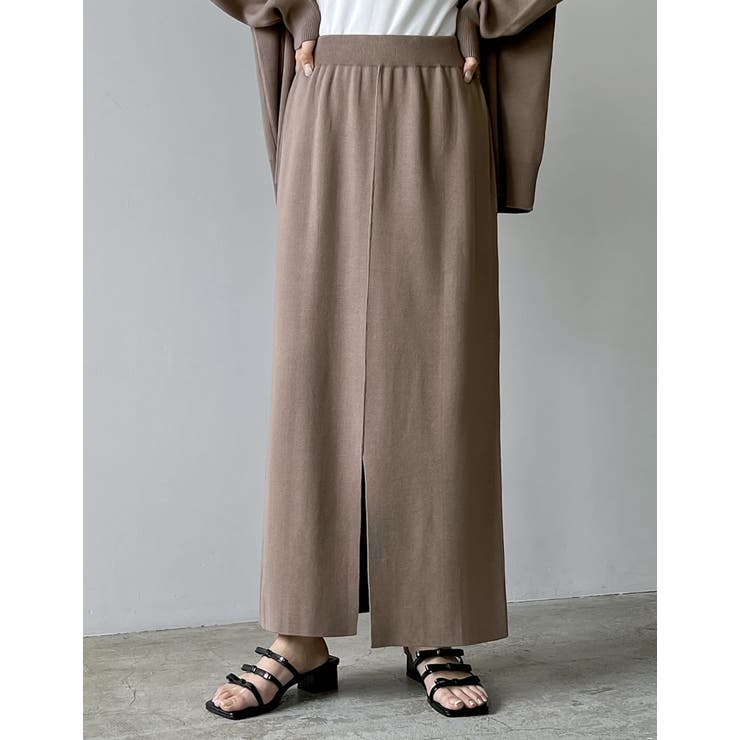 モカ(019) | [低身長/大きいサイズ有]前後2WAYミラノリブニットナロースカート | Re:EDIT