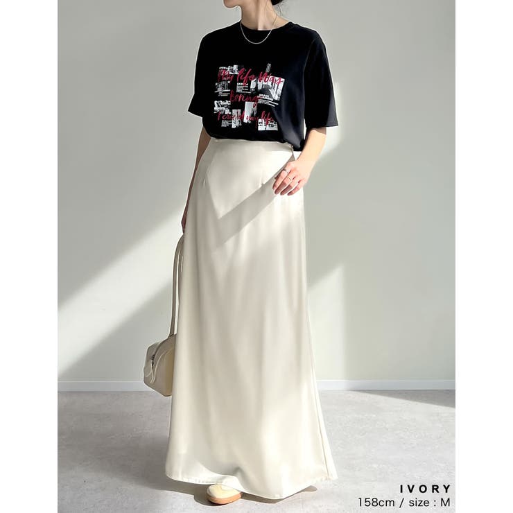 [オケージョン セレモニー][低身長サイズ有]サテンナロースカート | Re:EDIT | 詳細画像16 